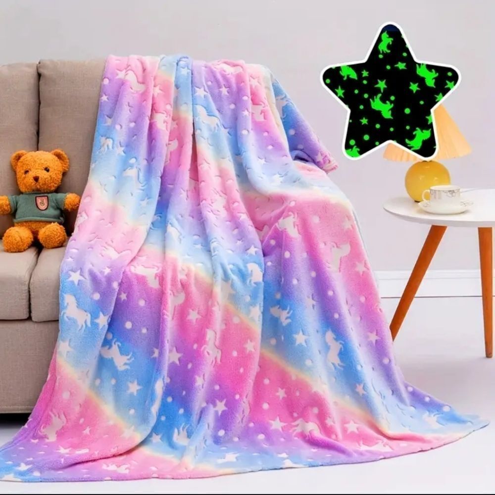 Unicorn glow in the dark throw blanket